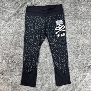 Lululemon SoulCycle Black & Silver Leopard Print Capri Women's 4
